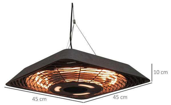Deckenheizstrahler CO235 Schwarz - Metall - 45 x 10 x 45 cm