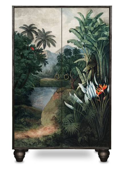 Sideboard mit tropischem Print Kiefer - 45 x 127 x 75 cm