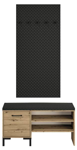 Garderobe NEVIO 2-teilig Schwarz - Braun - Holzwerkstoff - 105 x 200 x 34 cm