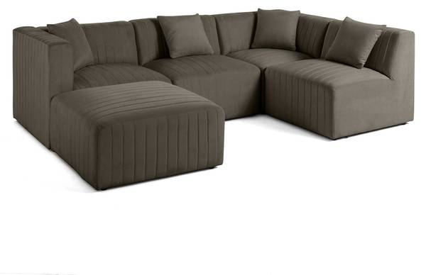 Ecksofa NOVA Grau - Samt - 269 x 74 x 178 cm