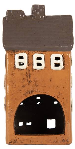 Teelichthalter Haus Toulouse Orange - Keramik - 10 x 23 x 12 cm