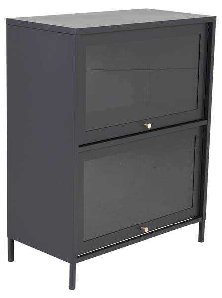 Vitrinenschrank BAKAL SC80 2D Schwarz - Aluminium - 80 x 100 x 40 cm