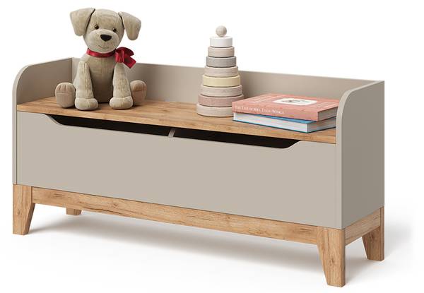 Speelgoedkist Malia 58369 beige - kasjmier - knoesteikenhouten look