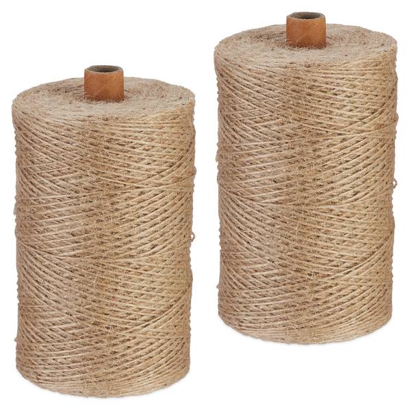 Jute touw 1 mm x 500 m set van 2 bruin - natuurvezel - 9 x 15 x 9 cm