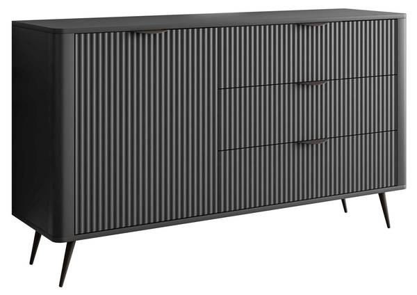 Kommode SCARLETT 1D3S Schwarz - Holzwerkstoff - 138 x 81 x 38 cm