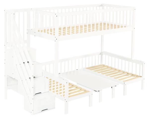 Etagenbett AtticLucyⅠ Weiß - Holzwerkstoff - Massivholz - 126 x 170 x 253 cm