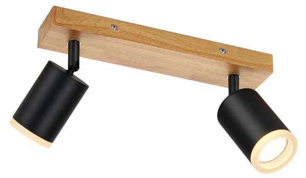 Deckenstrahler ZBNXN Schwarz - Holzwerkstoff - Massivholz - 6 x 15 x 28 cm