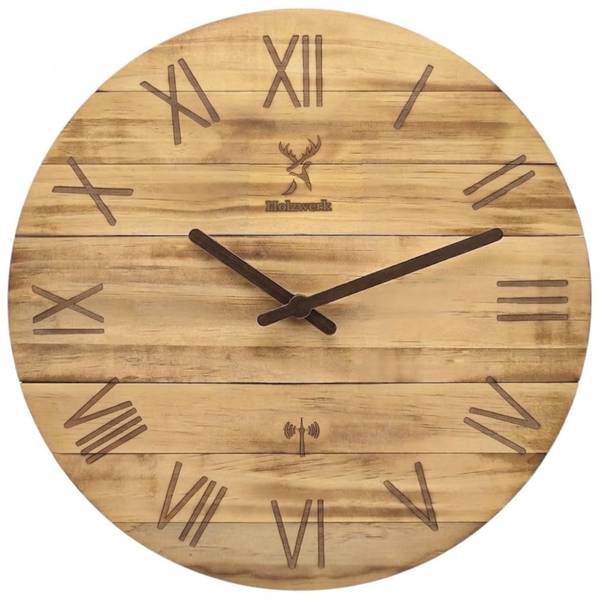 Funk-Wanduhr NEUBURG Beige - Massivholz - 35 x 35 x 3 cm