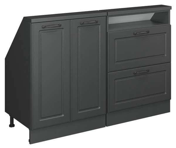 Dachschrägenschrank-Set Rion 55949 Anthrazit - Eiche Landhaus Dekor - Breite: 120 cm
