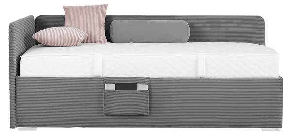 Bett REMI Grau - Textil - 96 x 1 x 90 cm