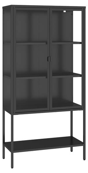Vitrinenschrank Borshavisa I. Schwarz - Stahl - Klarglas - 80 x 160 x 35 cm