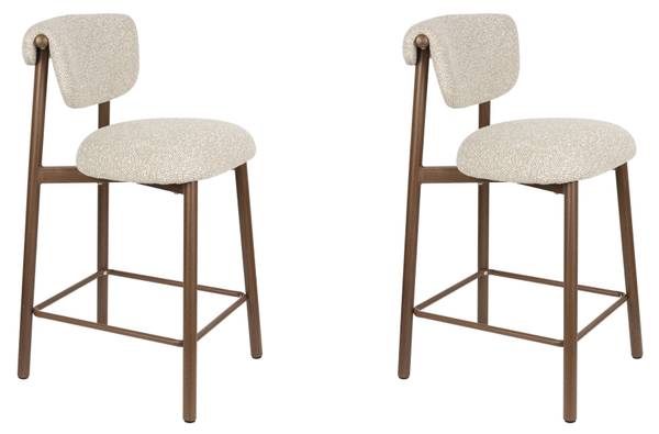 Barhocker LEE 2er-Set Beige - Textil - 44 x 90 x 53 cm