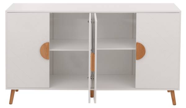 Sideboard N89 Weiß - Holzwerkstoff - Holz teilmassiv - 150 x 88 x 40 cm