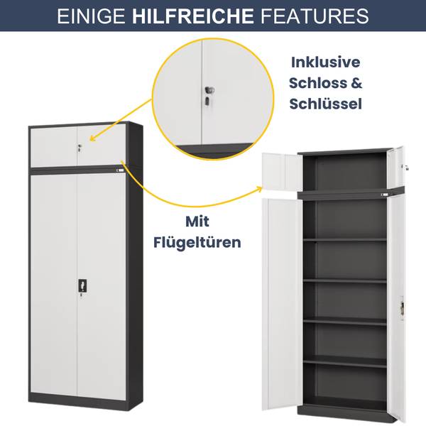 Schrankerweiterung für Aktenschrank Grau - Stahl - 90 x 38 x 40 cm