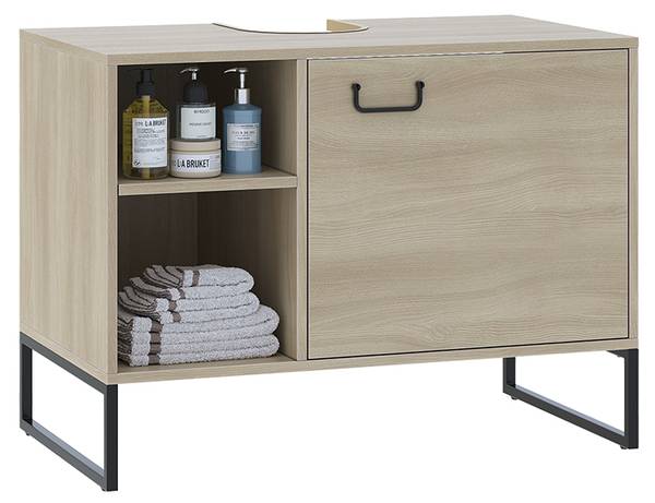 Waschbeckenunterschrank Vionna 55333 Schwarz - Braun - Holzwerkstoff - 80 x 60 x 46 cm