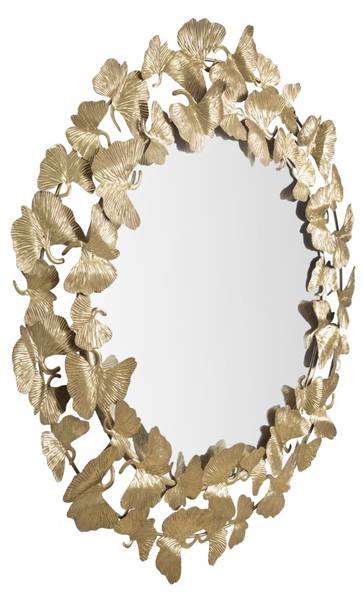 Spiegel Foglie Round Gold - Metall - 3 x 87 x 87 cm