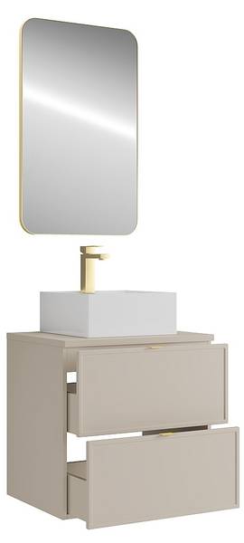 Einzelwaschtisch ONDIL Beige - Holz teilmassiv - 45 x 60 x 60 cm