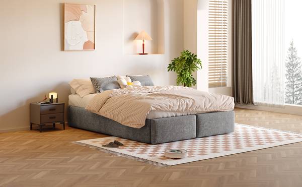 Plattformbett K-1324 Grau - Holzwerkstoff - 141 x 32 x 203 cm