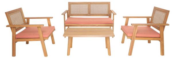 Gartenmöbel Set TEMUCO 4-tellig Pink - Massivholz - 118 x 75 x 59 cm