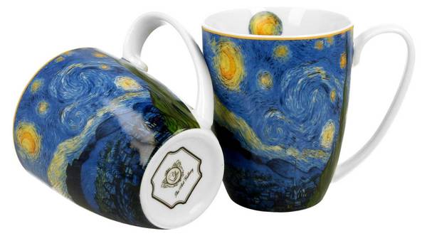 Becher Van Gogh Starry Night 2er Set Blau - Porzellan - 11 x 10 x 8 cm