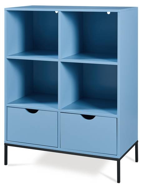 Bibliothèque Colwyn Bleu - Bois manufacturé - Métal - 80 x 105 x 40 cm
