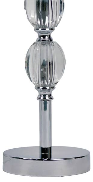 Tischlampe Kristall Stoffschirm Silber - Weiß - Polyester - Eisen - 19 x 50 x 19 cm