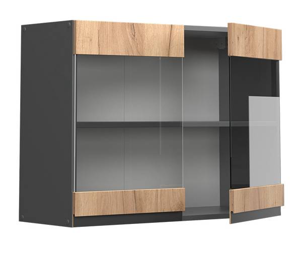 Glazen keukenkast R-Line 39743 antracietkleurig - hout - Breedte: 80 cm