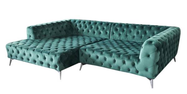 Ecksofa NARLA Chesterfield Velvet Grün - Samt - 279 x 71 x 190 cm