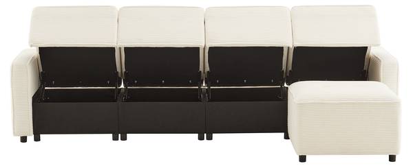 Ecksofa CHANGE Ⅳ Beige - Cord - 146 x 85 x 280 cm