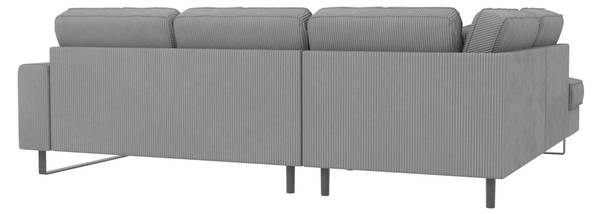 Sage Ecksofa mit Ottomane in Cord-Stoff Hellgrau - Ecke davorstehend links