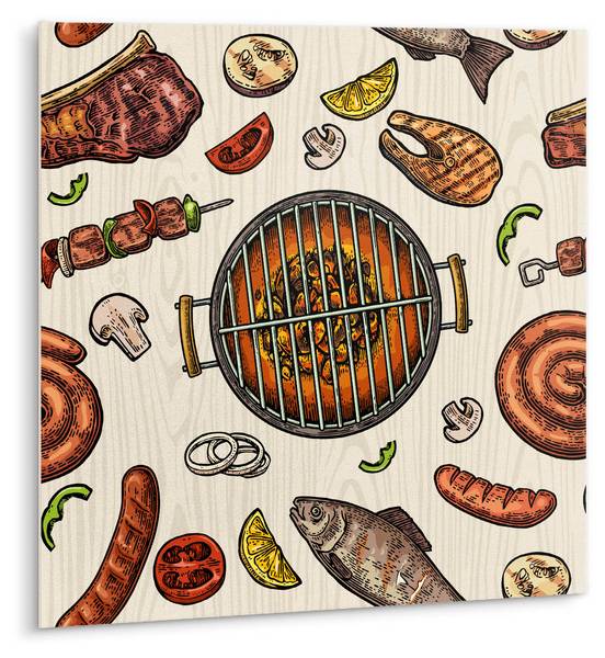 Selbstklebende Fliesen (9 St.) Grill 30 x 30 cm