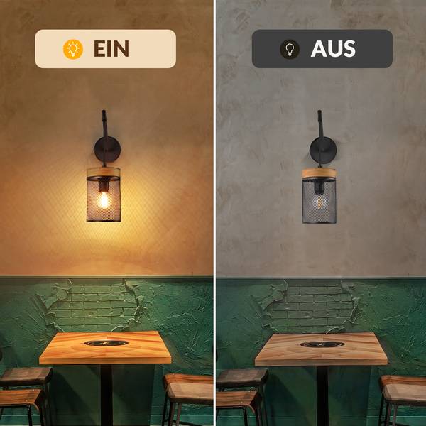 Wandlampe PPOS Schwarz - Eisen - 9 x 33 x 22 cm