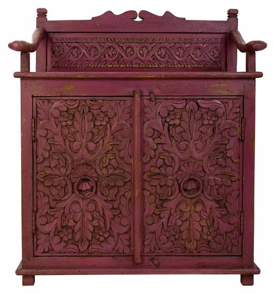 Buffet Dalian Rose foncé - Bois massif - 70 x 85 x 42 cm