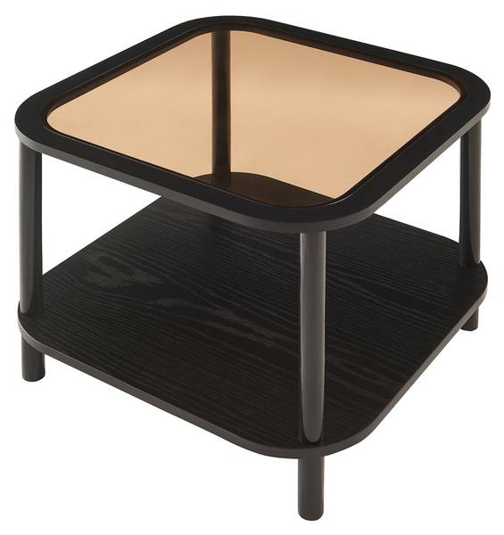 Table d'appoint Latama Noir - Marron - Bambou - Bois manufacturé - Verre - 51 x 45 x 51 cm