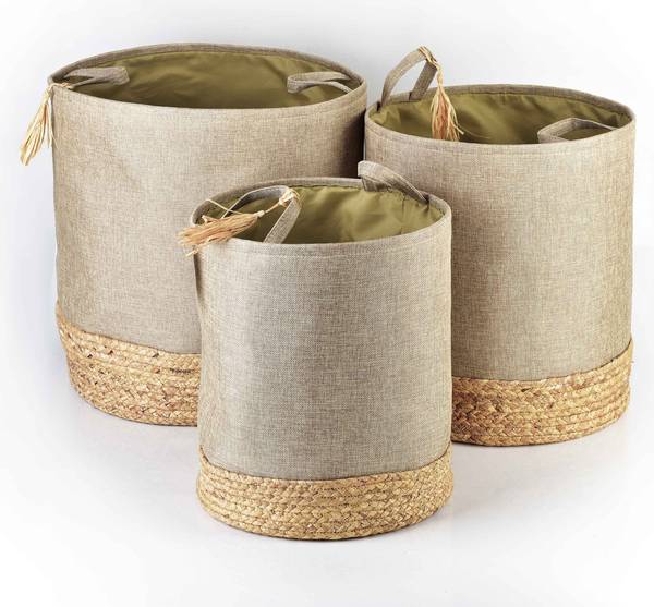 Aufbewahrungskörbe AMPARO 3er-Set Beige - Naturfaser - 42 x 46 x 46 cm
