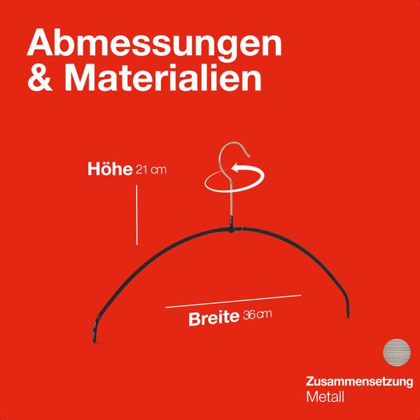 Kleiderbügel Economic light 20er-Set Schwarz - Tiefe: 36 cm - Anzahl Teile im Set: 20