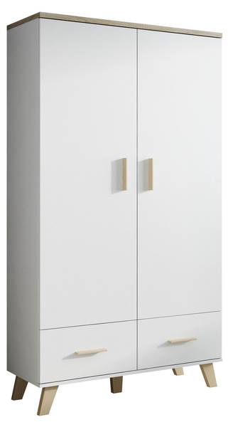 Kleiderschrank Lotta Eiche - Weiß