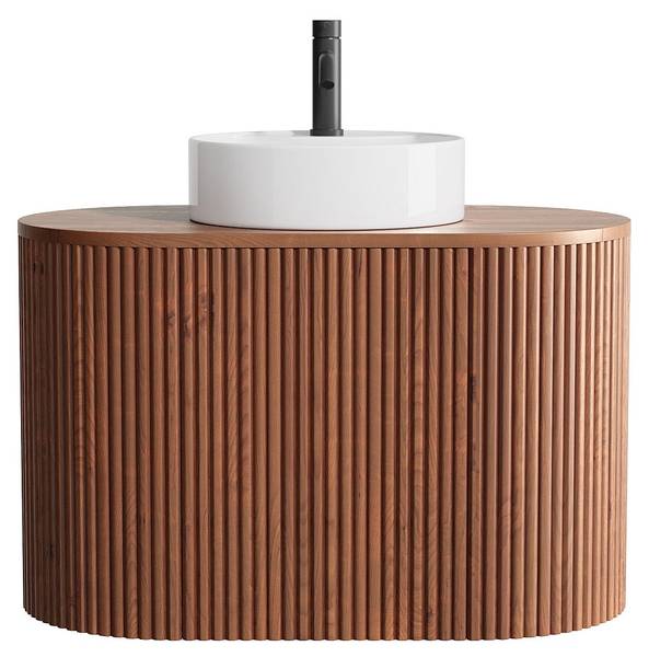 Einzelwaschtisch TOWARI Braun - Holz teilmassiv - 90 x 56 x 50 cm