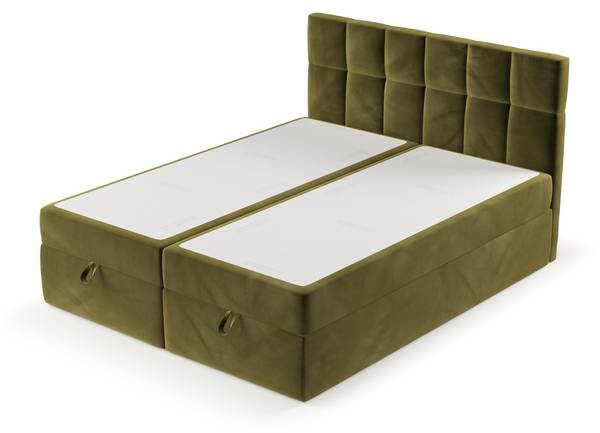 Boxspringbett SAVIO mit Stauraum Kronos Olivgrün - Liegefläche Breite: 140 cm