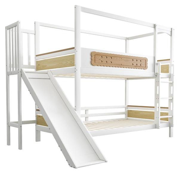 Lit superposé Dioscuri Ⅳ Marron - Blanc - Bois manufacturé - Bois massif - 176 x 180 x 247 cm