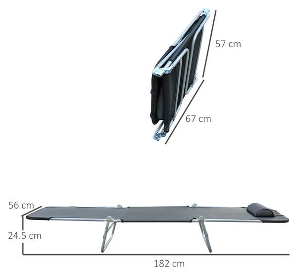 Sonnenliege BB4781 Schwarz - Metall - 56 x 24 x 182 cm