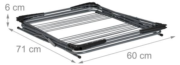Wasrek inklapbaar 10,8 m drooglengte zwart - grijs - ijzer - 64 x 138 x 50 cm