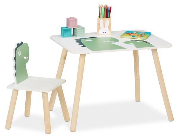 Kindersitzgruppe Dinosaurier Braun - Grün - Weiß - Holzwerkstoff - 60 x 45 x 45 cm