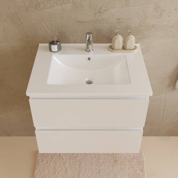 Badezimmerset Verona 3-Teilig Hochglanz Weiß - Breite: 60 cm