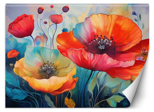 Fototapete Blumen Mohnblumen Abstraktion 250 x 175 cm