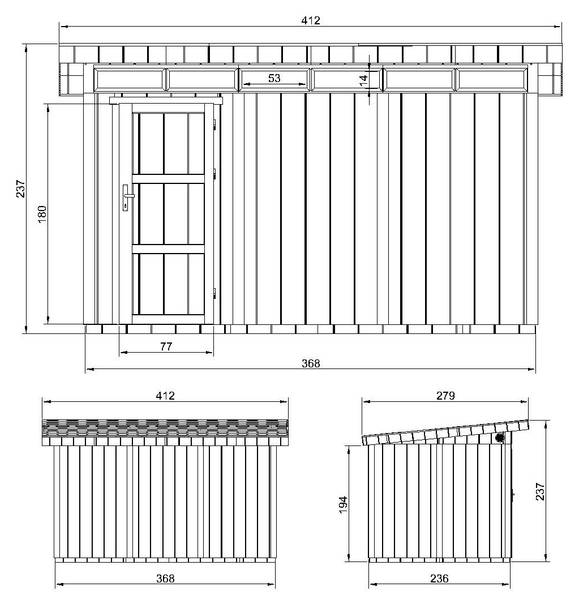 Gartenhaus mit Boden M904S Hellgrau