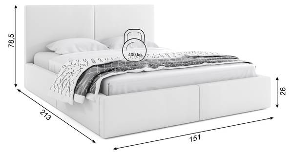 Polsterbett HILTON Hellgrau - 151 x 80 cm