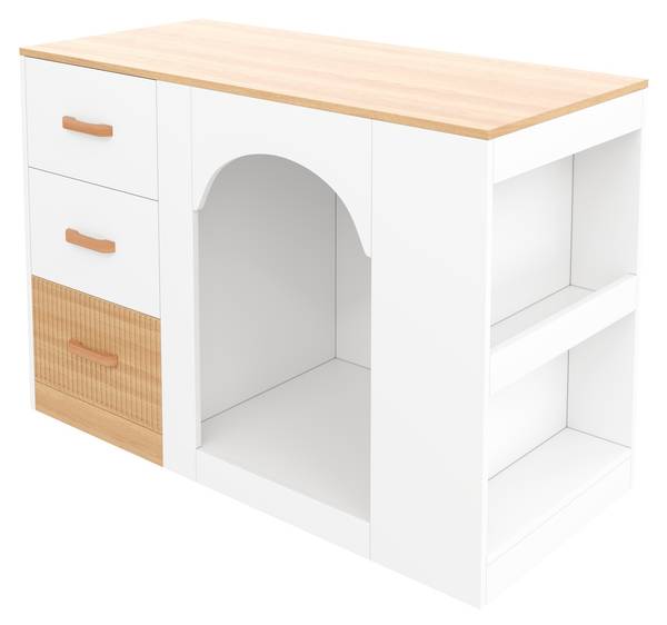 Kücheninsel BANAT44 Ⅲ Weiß - Holzwerkstoff - 60 x 90 x 120 cm