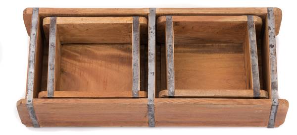 Kisten-Set Bricks III 3-teilig Braun - Massivholz - 65 x 14 x 30 cm