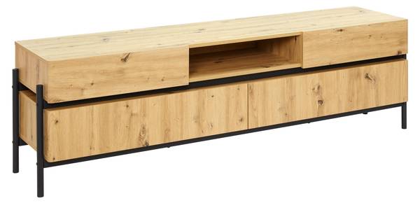 TV-Element JASMINA Schwarz - Braun - Metall - Holz teilmassiv - 175 x 54 x 42 cm